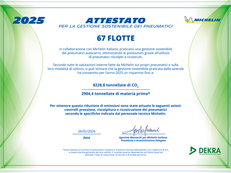 Mobilità Sostenibile: Michelin premia 67 flotte italiane. Risparmiate 8.000 tonnellate di CO2